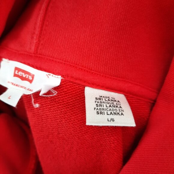 Levi's Logo Spell Out Hoodie Sweatshirt Adult Large Red White Blue - Picture 8 of 8